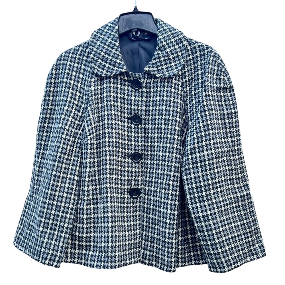 Briggs New York Blazer Houndstooth Classic Winter Lined Warm Coat Jacket EUC 16